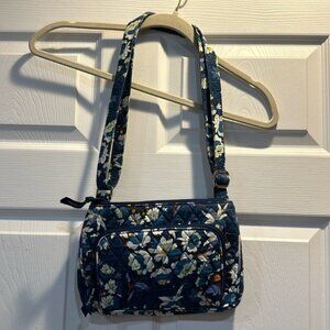 Vera Bradley Blue Quilted Floral Little Hipster Crossbody Bag Purse with Wallet